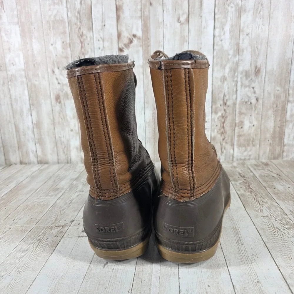 Sorel Men's Brown Leather Rubber Duck Boots Lace Up‎ Winter Snow Size 11